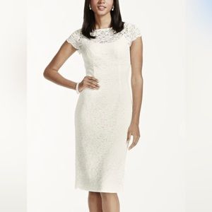 DB Studio (David’s Bridal) All Over Lace knee length dress cap sleeve in Ivory 2